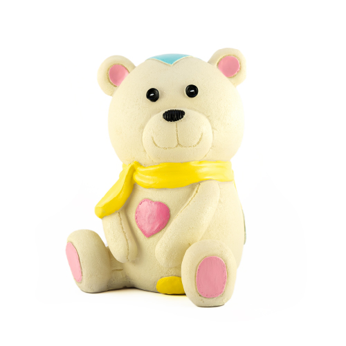 Velador oso beige de poliserina con adaptador de USB a 220 20,3x9,8x12x5cm